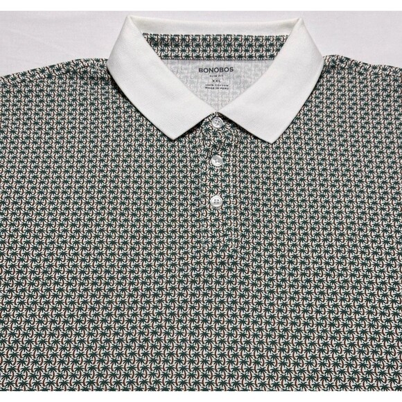 Bonobos Men's Pique Polo Tropical Palms Slim Fit Hawaiian Casual Size XXL 2XL - Picture 1 of 8
